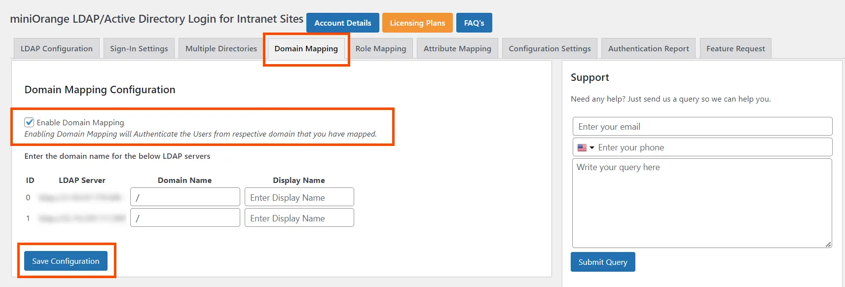 LDAP AD Login for Intranet Add Multiple Directory Domain Mapping Configuration