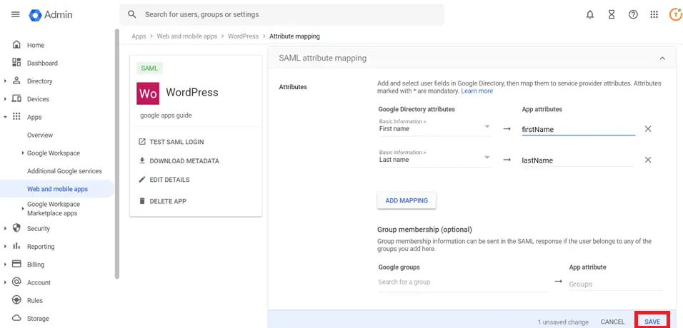 WP Google/GSuite SSO Extra Configurations | Map google directory attributes