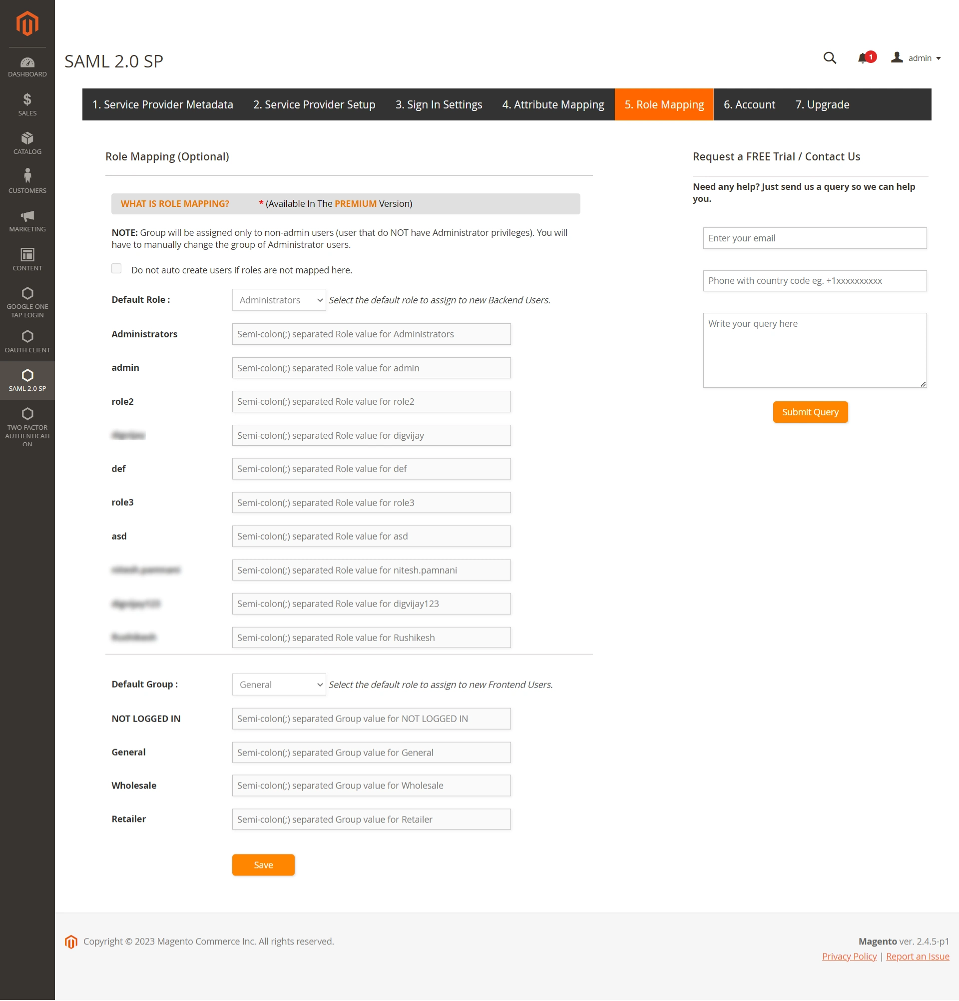 Azure AD Magento SSO - Azure Single Sign-On(SSO) Login in Magento - role mapping