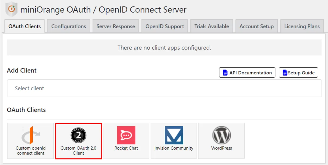 OAuth server Single Sign-On(SSO)WordPress- odoo app select