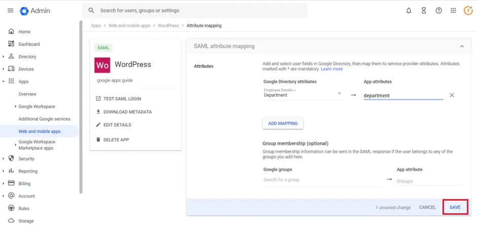 WP Google/GSuite SSO Extra Configurations | Map Google directory