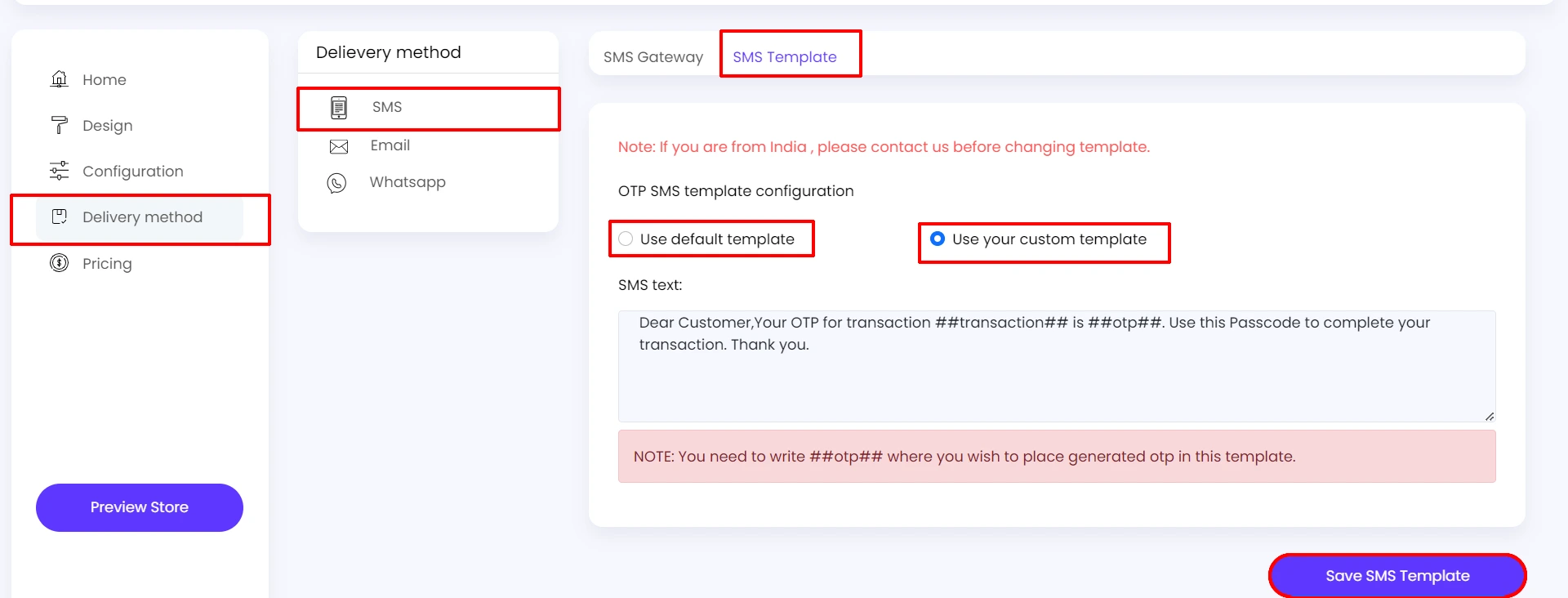 Shopify OTP Login - Login with OTP Shopify - SMS templates