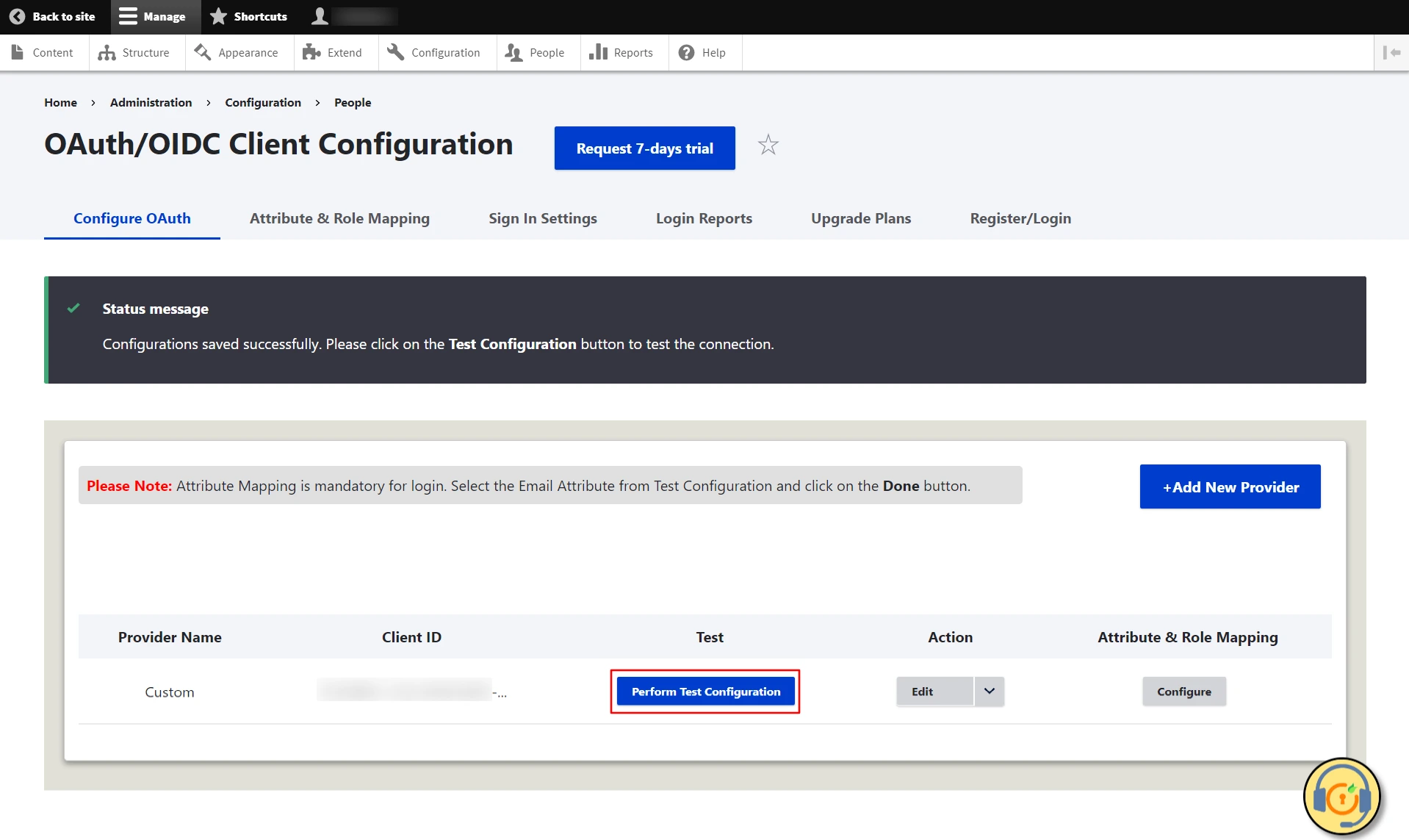 Test Configuration between Drupal and Office 365