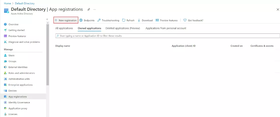 Azure AD Multi-Tenant Architecture - Click on New Registration