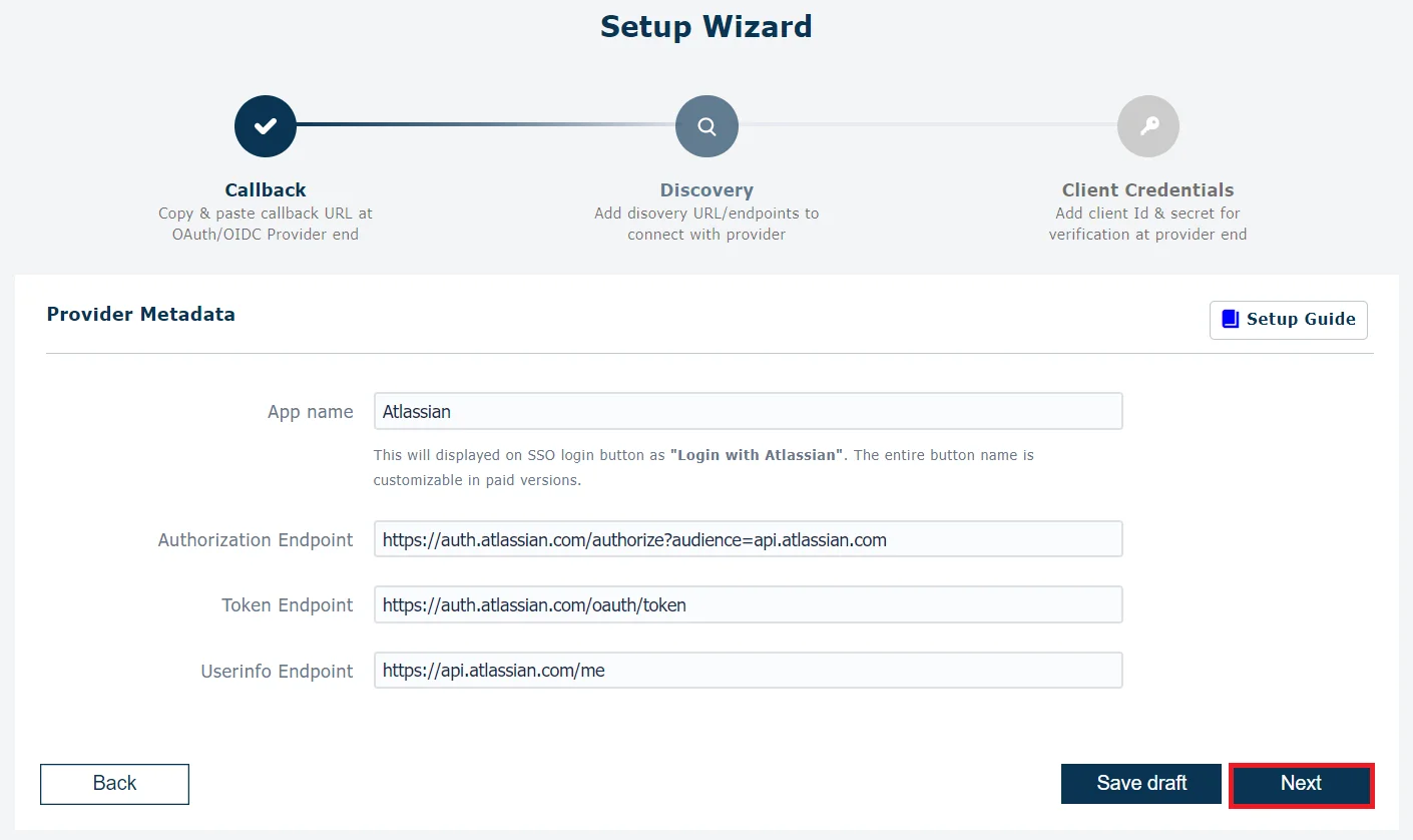 Atlassian Single Sign-On (SSO) - Add App name, Endpoints