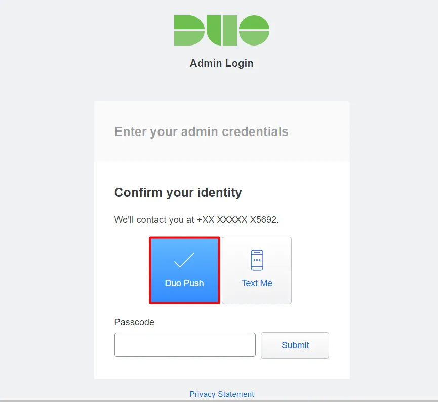 Duo Authenticator - Confirm your identity