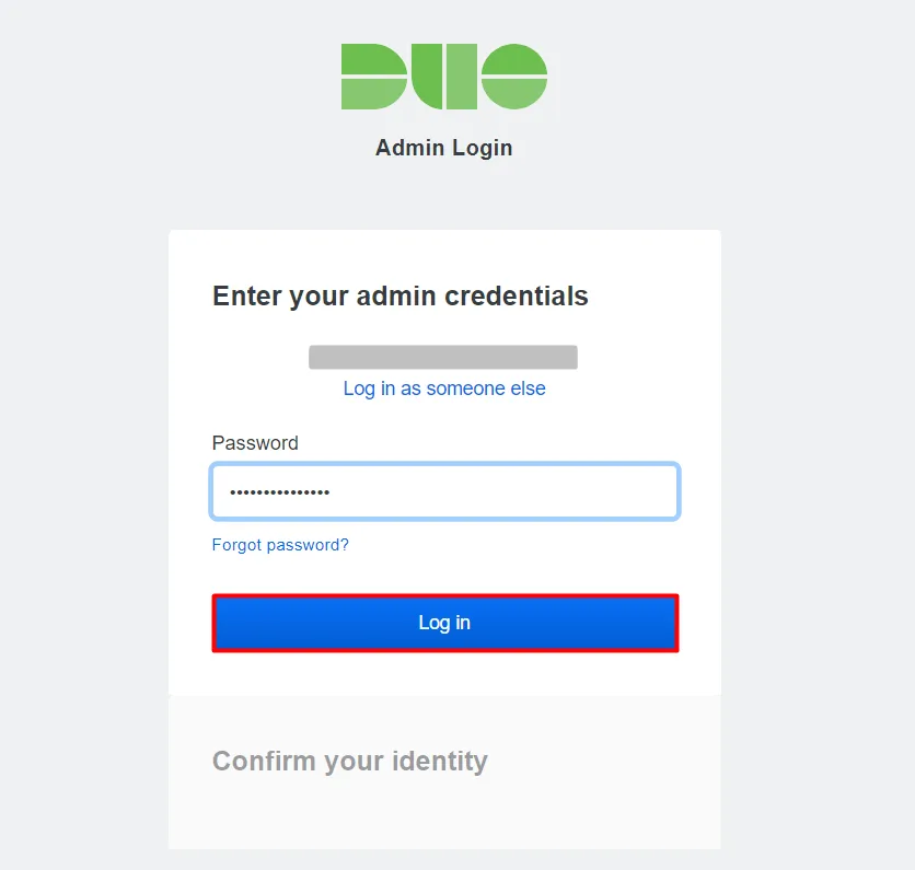 Duo Authenticator - Enter valid password