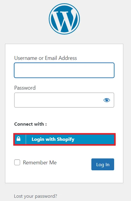WordPress Shopify SSO login button setting