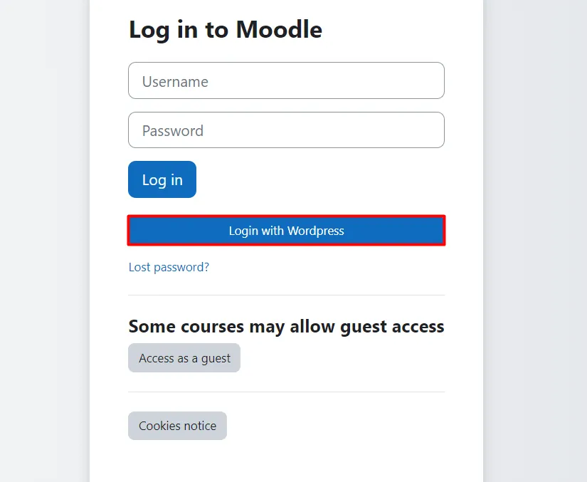 SSO 2FA - Open Moodle login page