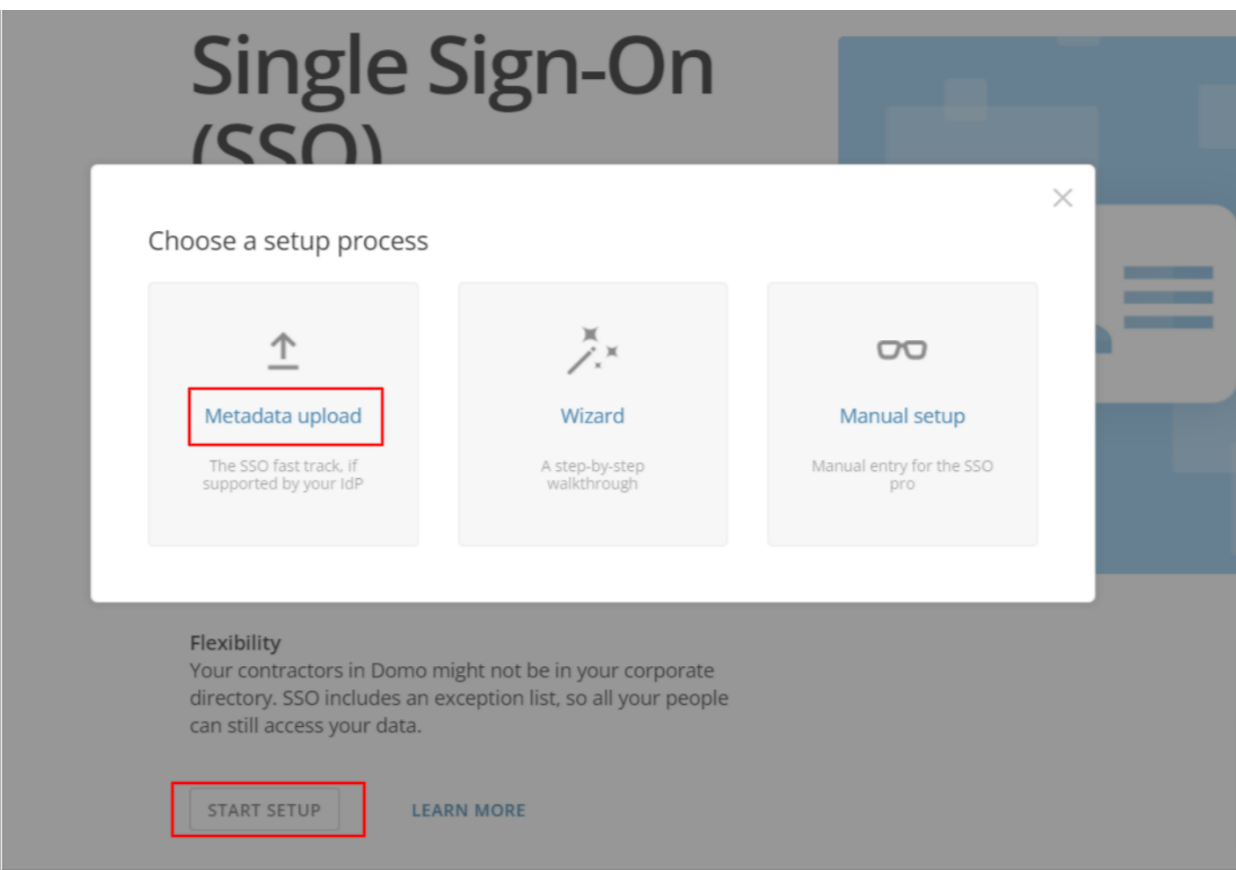 WordPress Domo Single Sign On | upload wp idp metadata in domo
