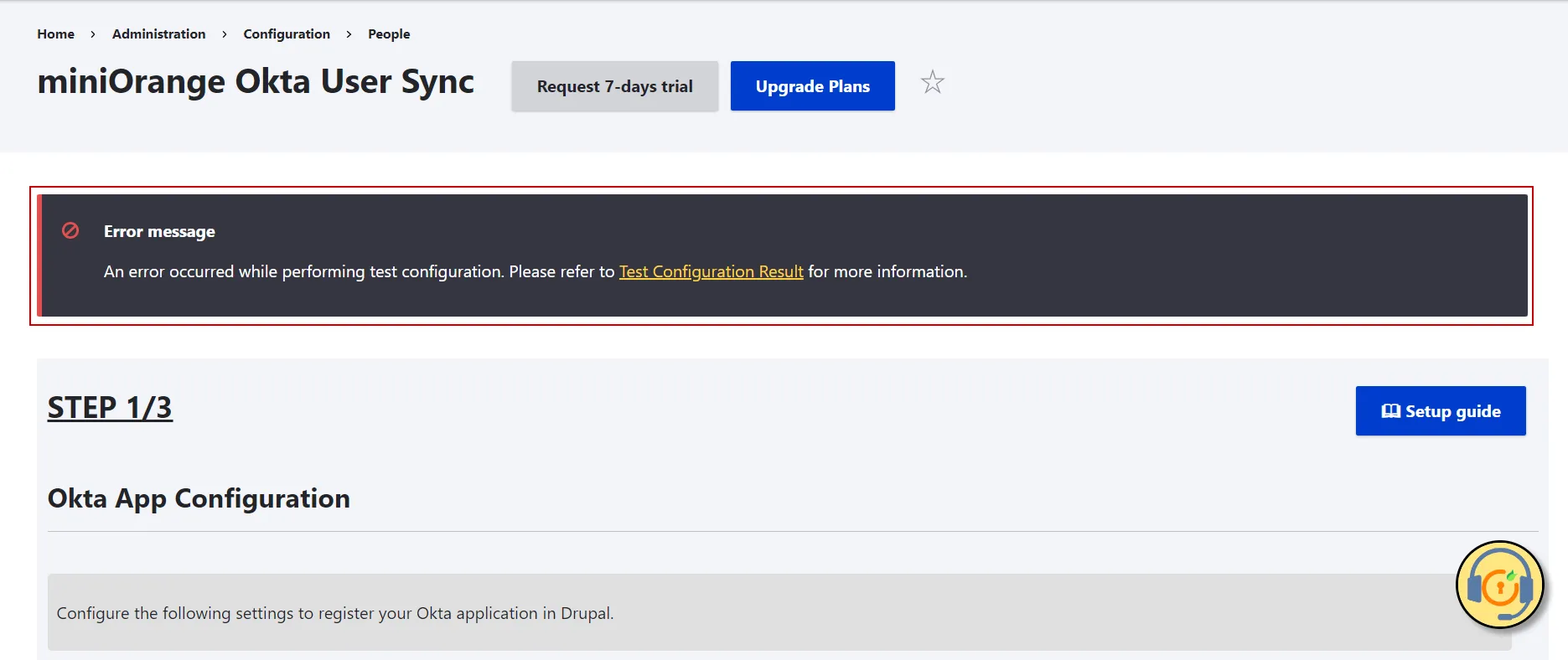 drupal okta user provisioning and sync - if there is receive error message in integration of okta with drupal, then you check possible cause