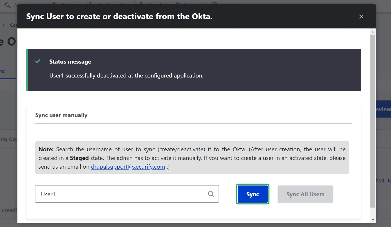 drupal okta user provisioning and sync - deactivated the user1