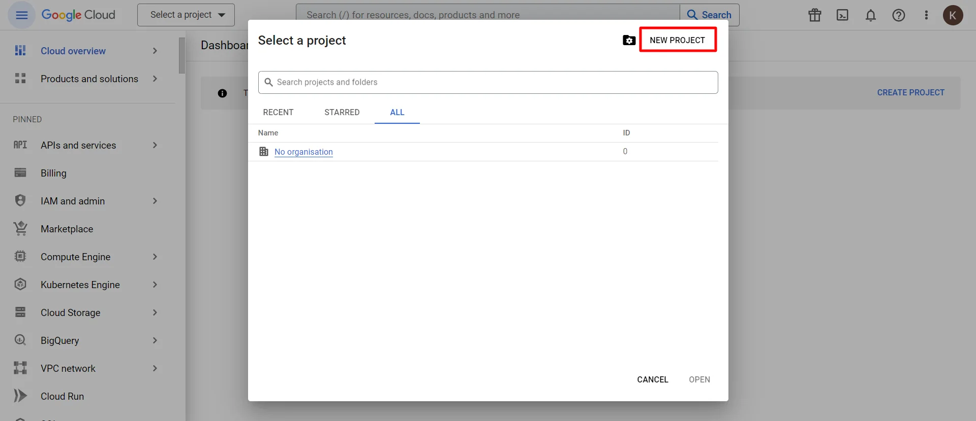 Google Apps SSO Create a New Project  