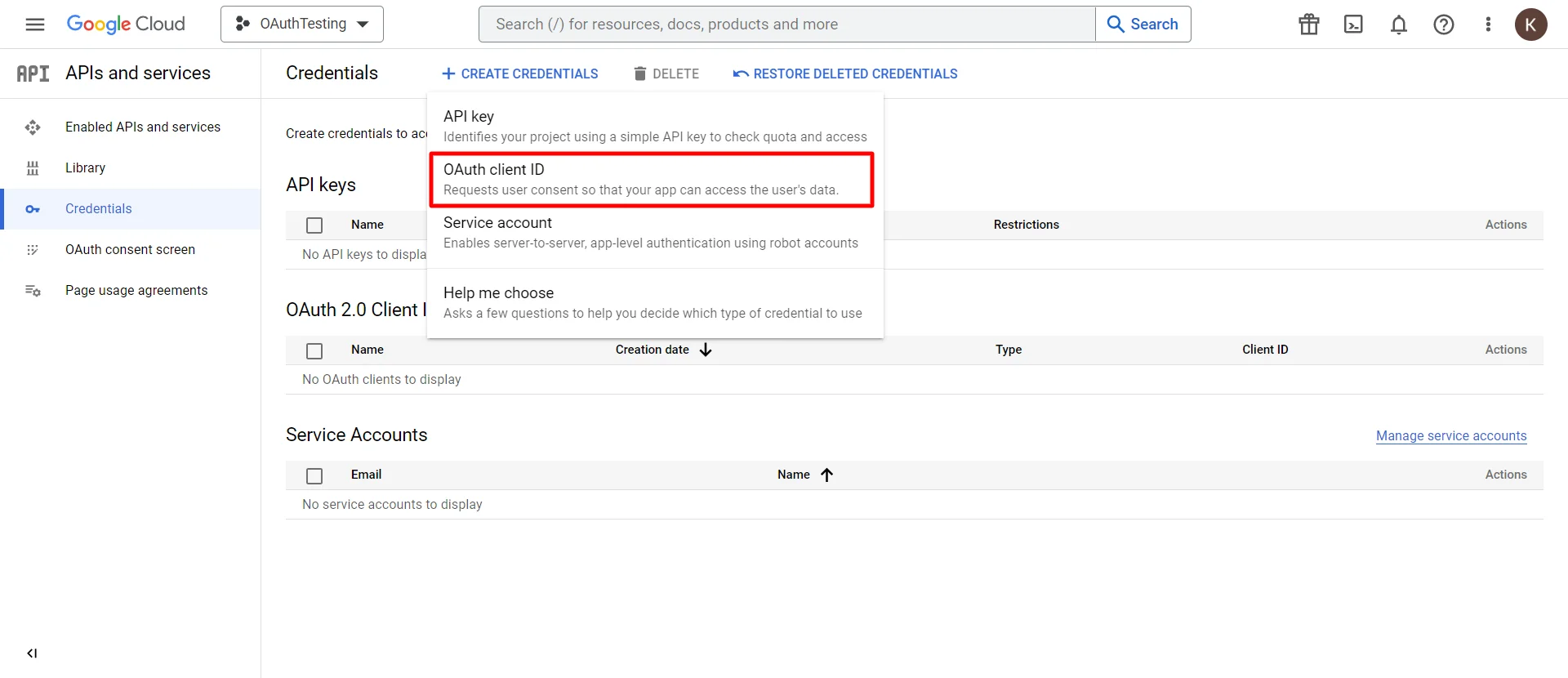 Google Apps SSO click Credentials and select OAuth client ID 