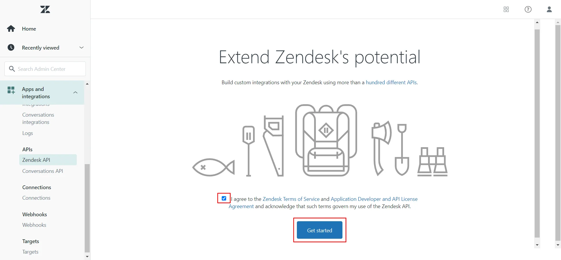 Zendesk SSO Login - Enable Checkbox and click on Get Started 