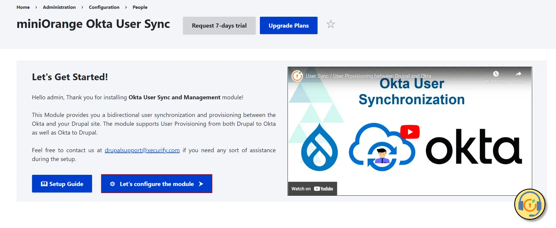  drupal Okta user provisioning and sync - click on lets configure module button