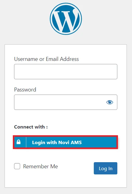 Novi AMS Single Sign-on (SSO) - WordPress create-newclient login button setting
