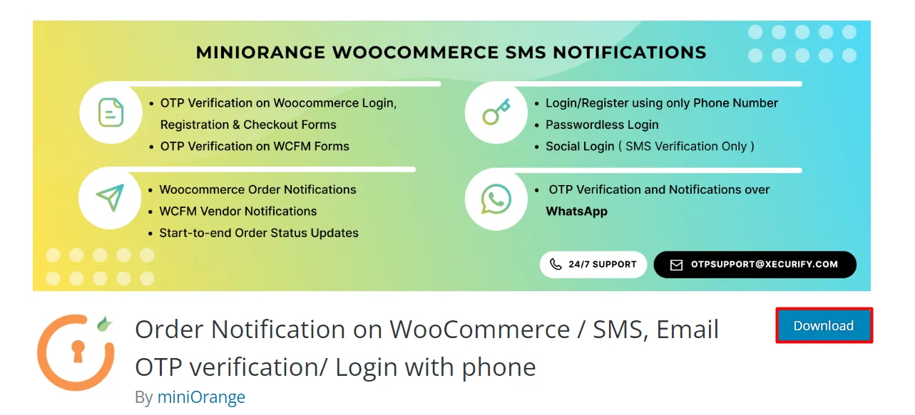 WooCommerce order notifications - Click download button