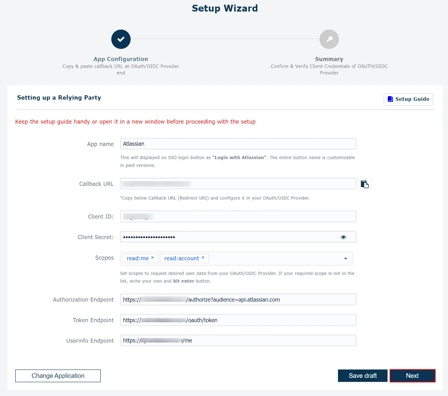 Inicio de sesión único (SSO) de Atlassian: ID de cliente y secreto de cliente