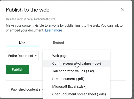 Publish to web Import Export Users , 