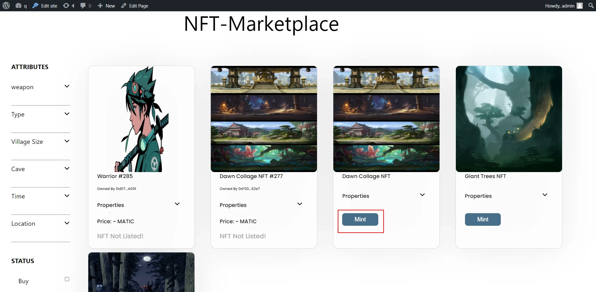 WordPress NFT MarketPlace
  