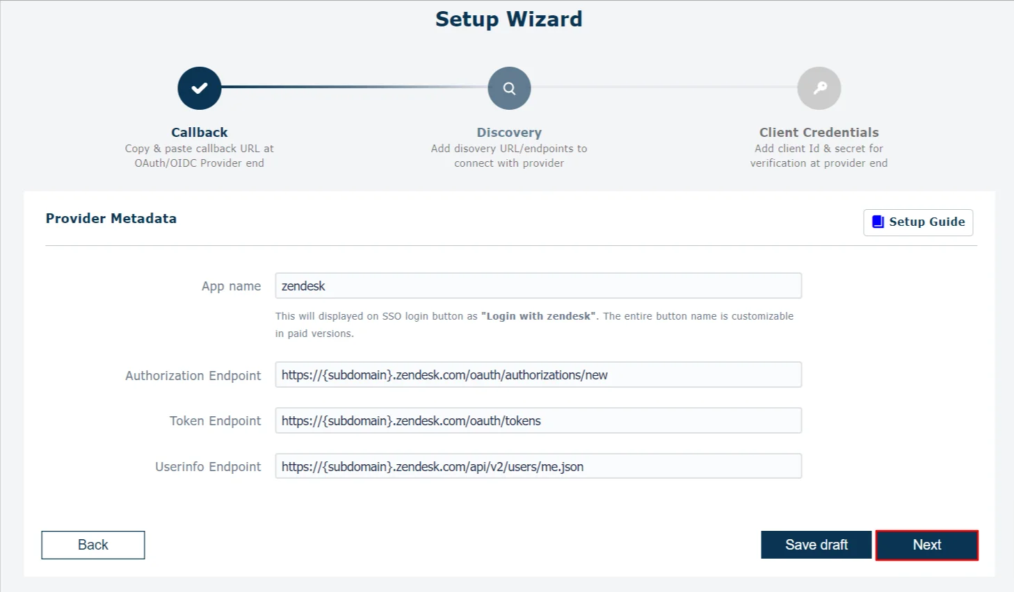 Zendesk AD Single Sign-On (SSO) OAuth - Add App name, TenantID
