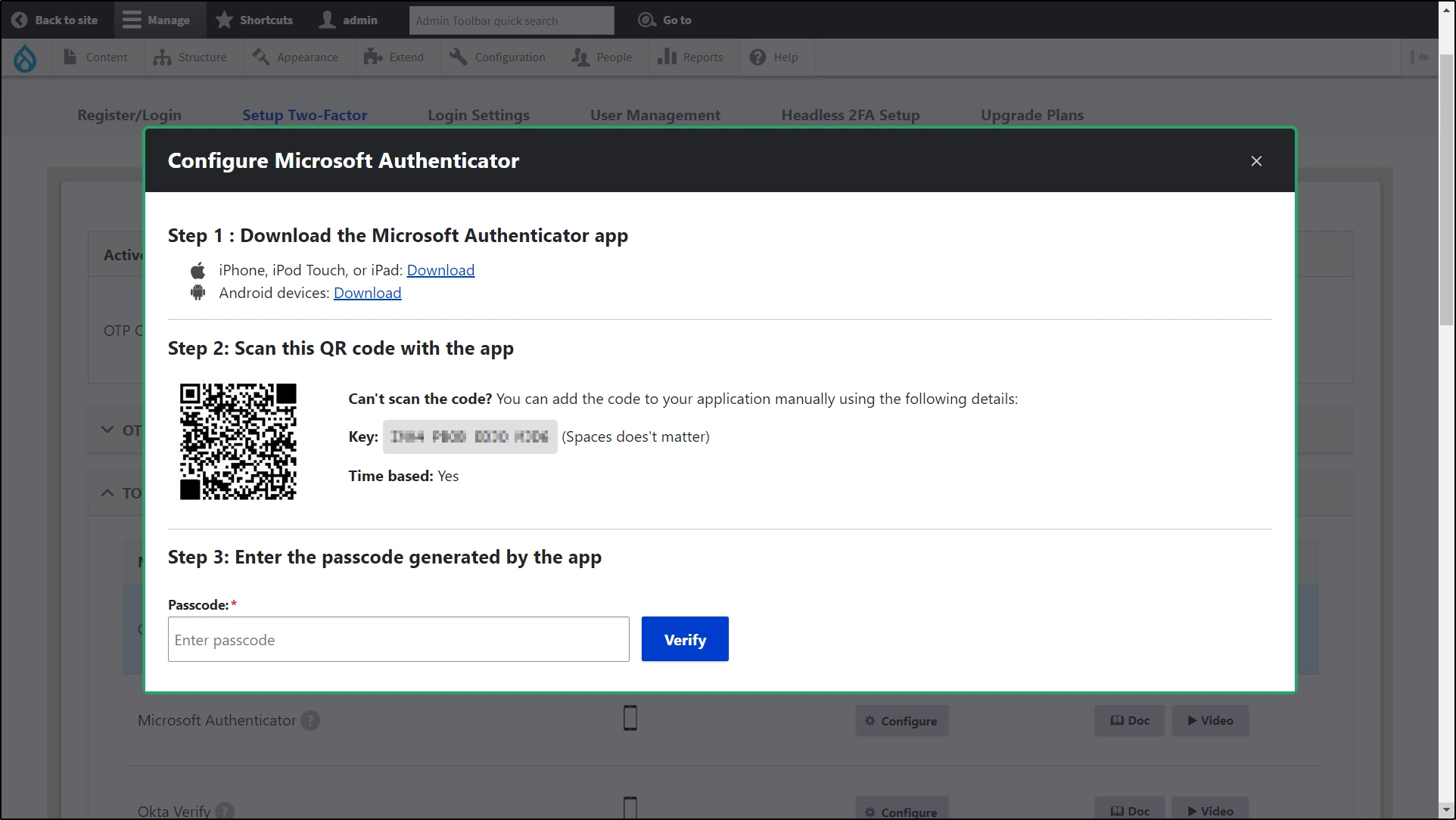 Configure Microsoft Authenticator 2FA Method