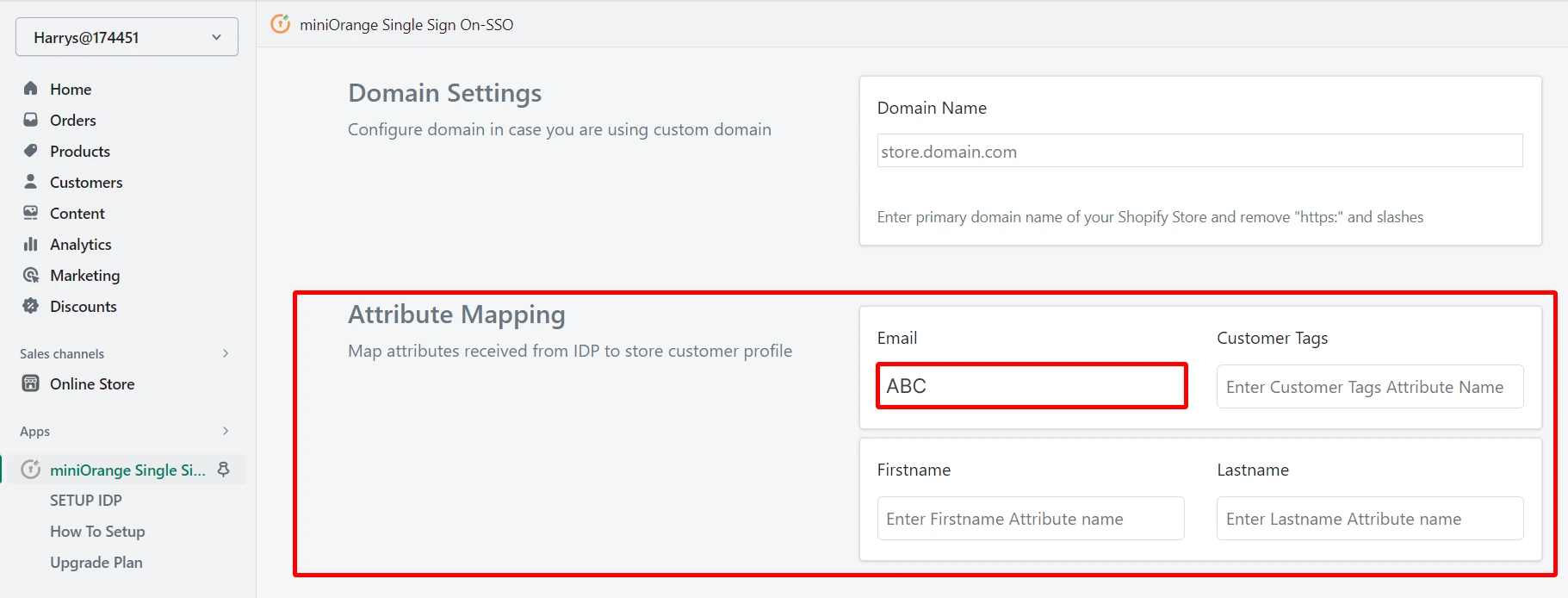 Shopify (Microsoft Entra ID) Azure AD Single Sign On SSO - paste email attribute