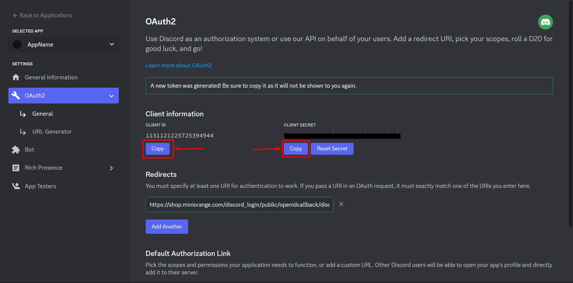 Shopify Discord SSO login - Shopify Discord Role Mapping -  Client ID and Secret