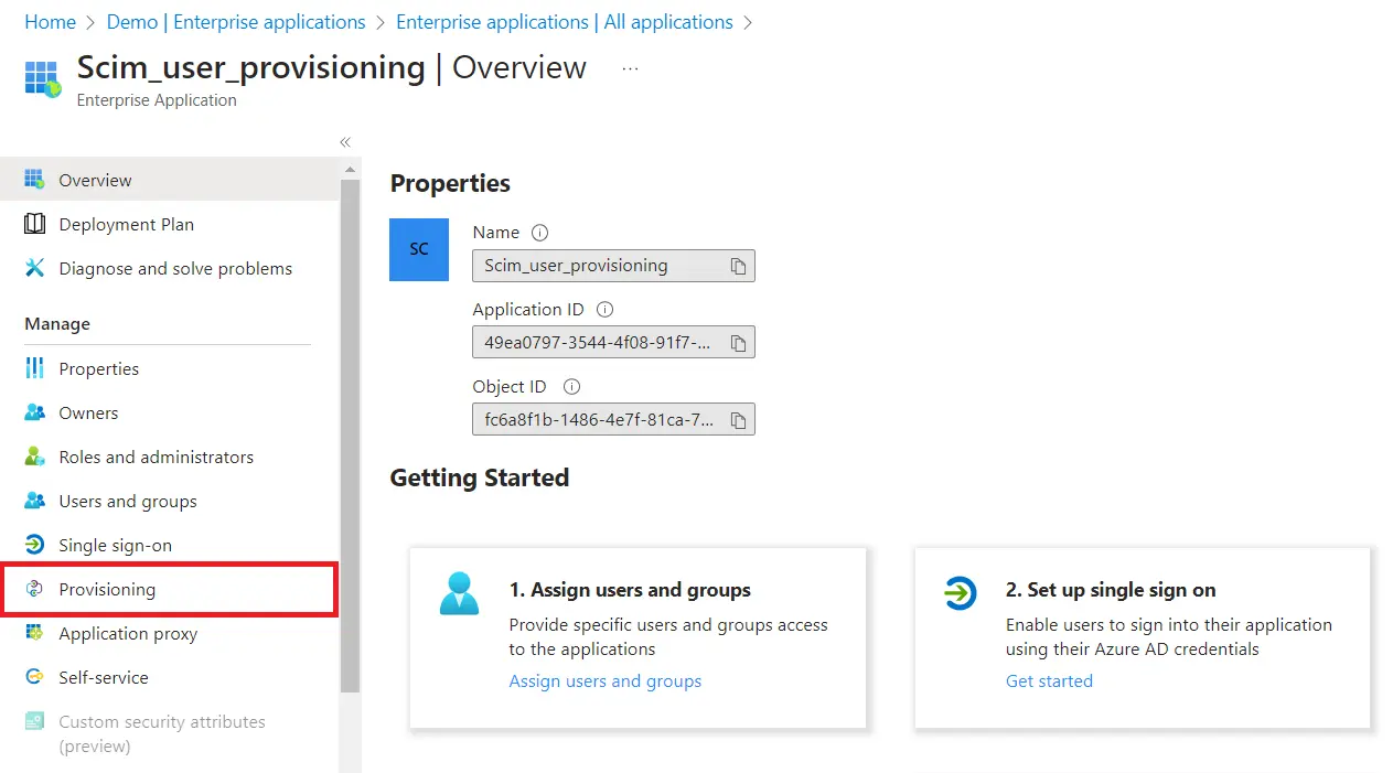 User provisioning with Azure AD of SCIM Standard Provisioning subtab