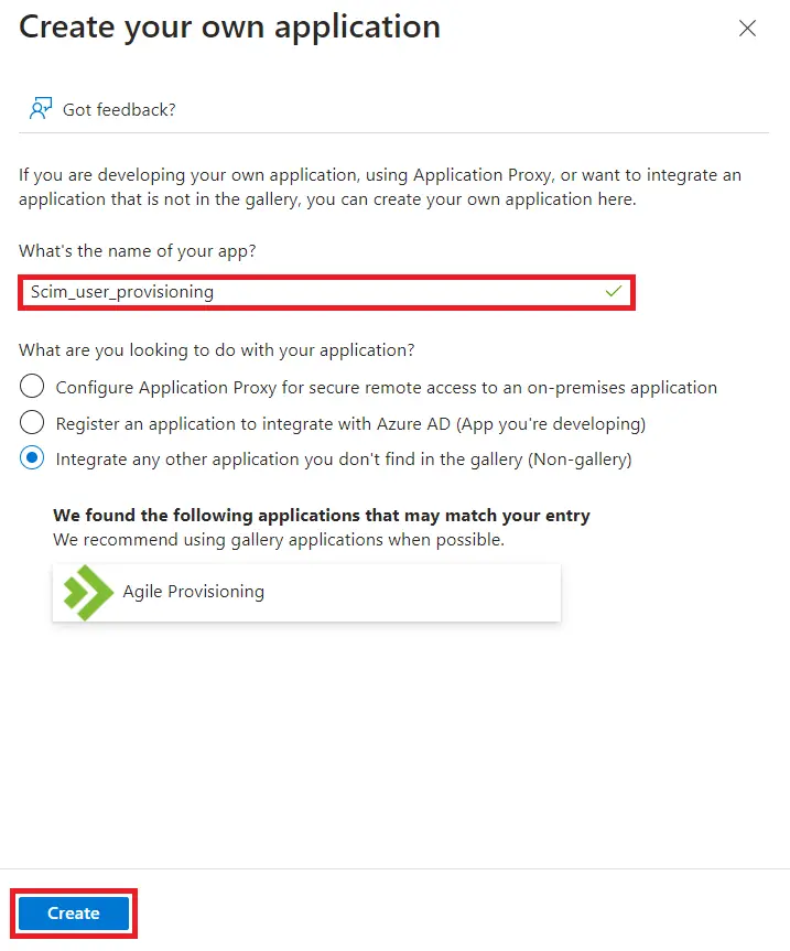 User provisioning with Azure AD of SCIM Standard - In Azure AD portal Add new application