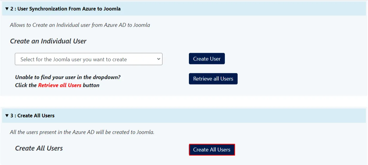 Azure AD user sync with Joomla - Sync All Users