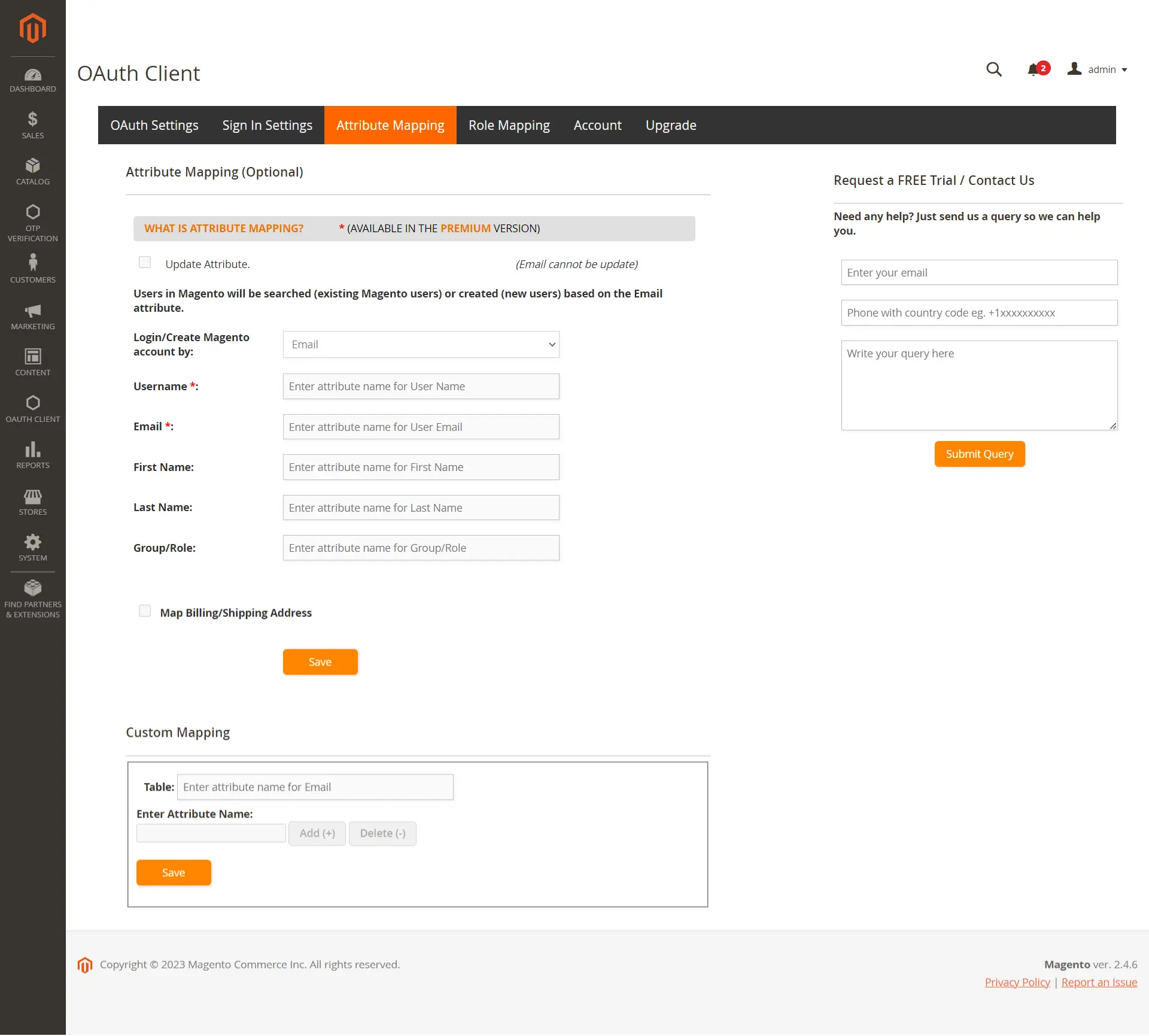 Magento 2 OAuth attribute mapping | Magento OAuth