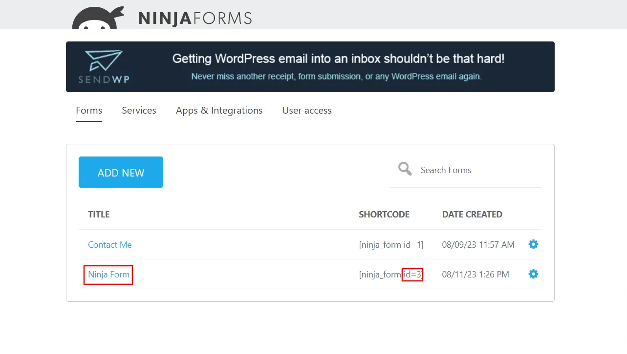 Ninja Verify - click form edit link