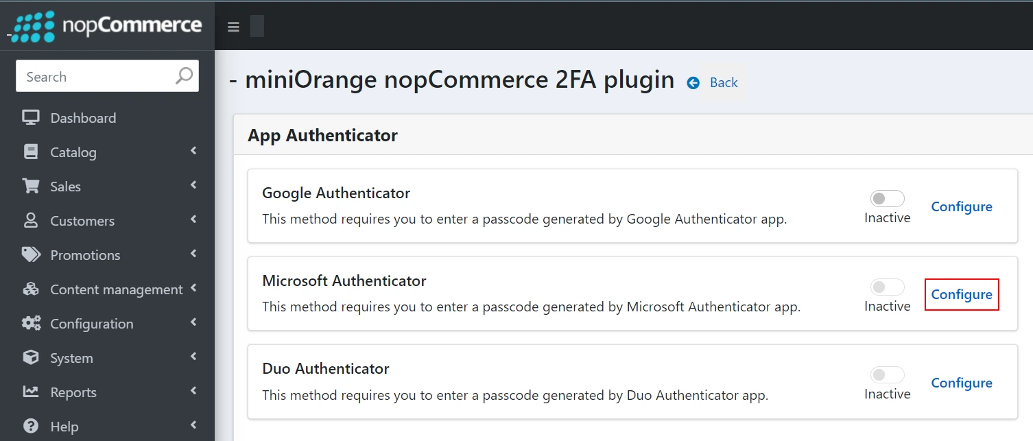 nopCommerce Two-factor Authentication using Microsoft Authenticator | nopCommerce 2FA - Click on configure in Microsoft Authenticator
