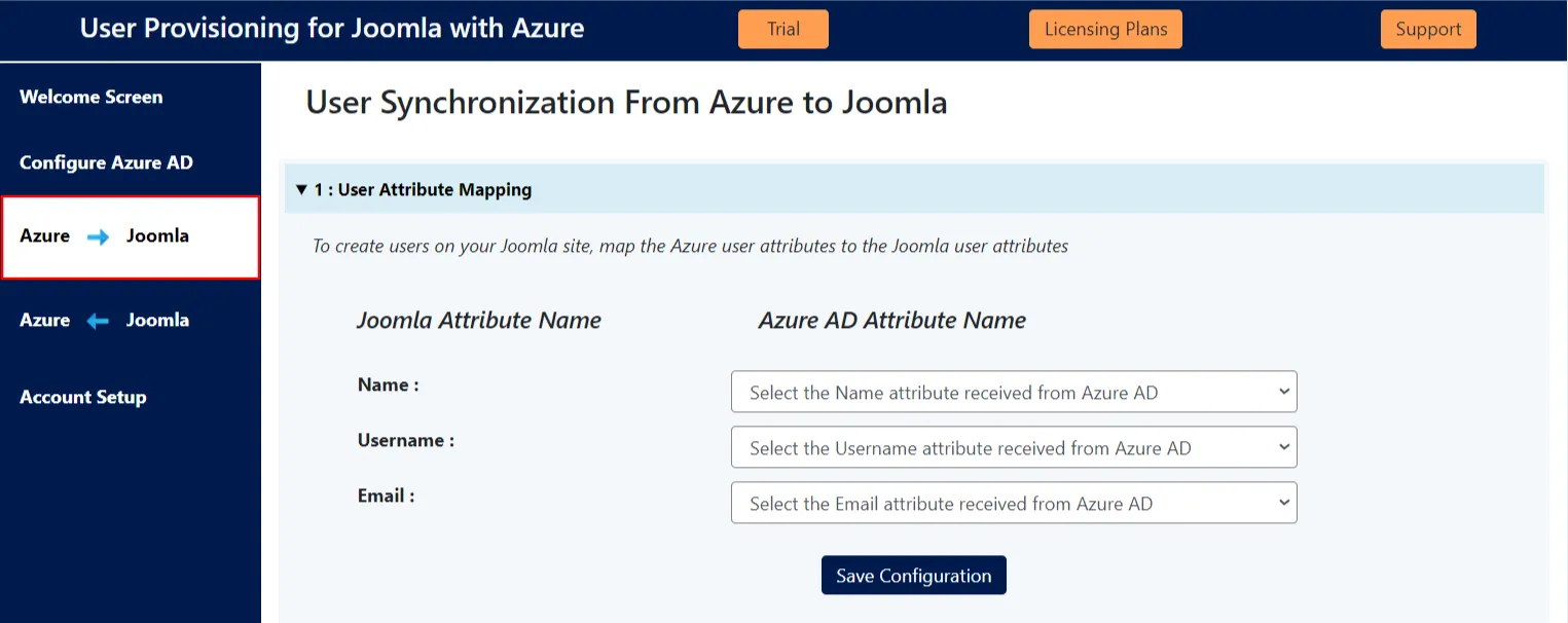 Azure AD user sync with Joomla - testconfig