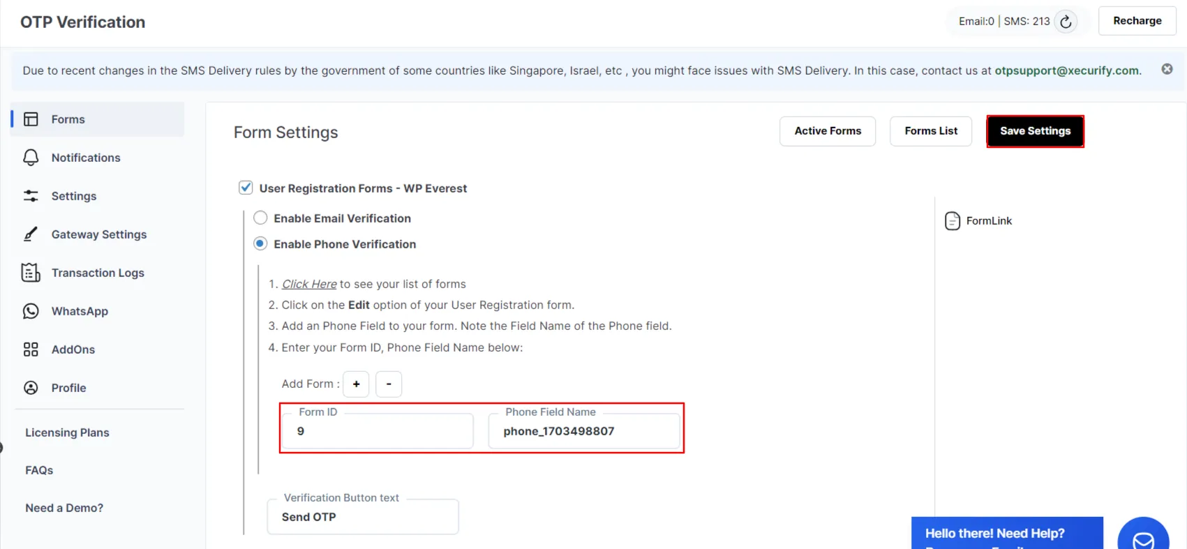 Formularios de registro de usuario - WP Everest - Haga clic en Guardar configuración