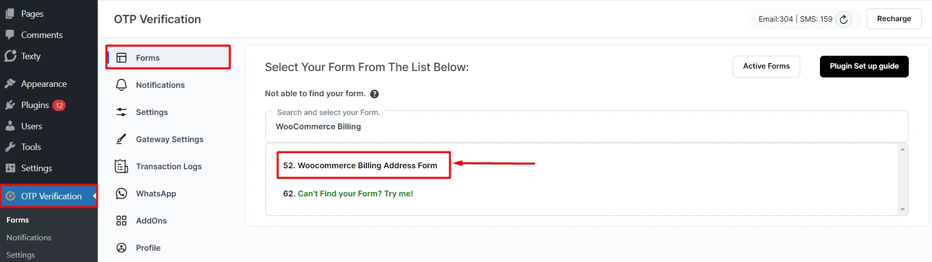 OTP-verifiering WooCommerce Billing Address Form Sektion