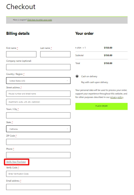WooCommerce Checkout Form_page