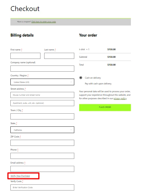 WooCommerce Checkout Form_page