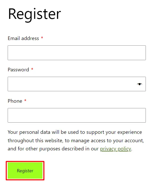 WooCommerce Registration Form_Registration page