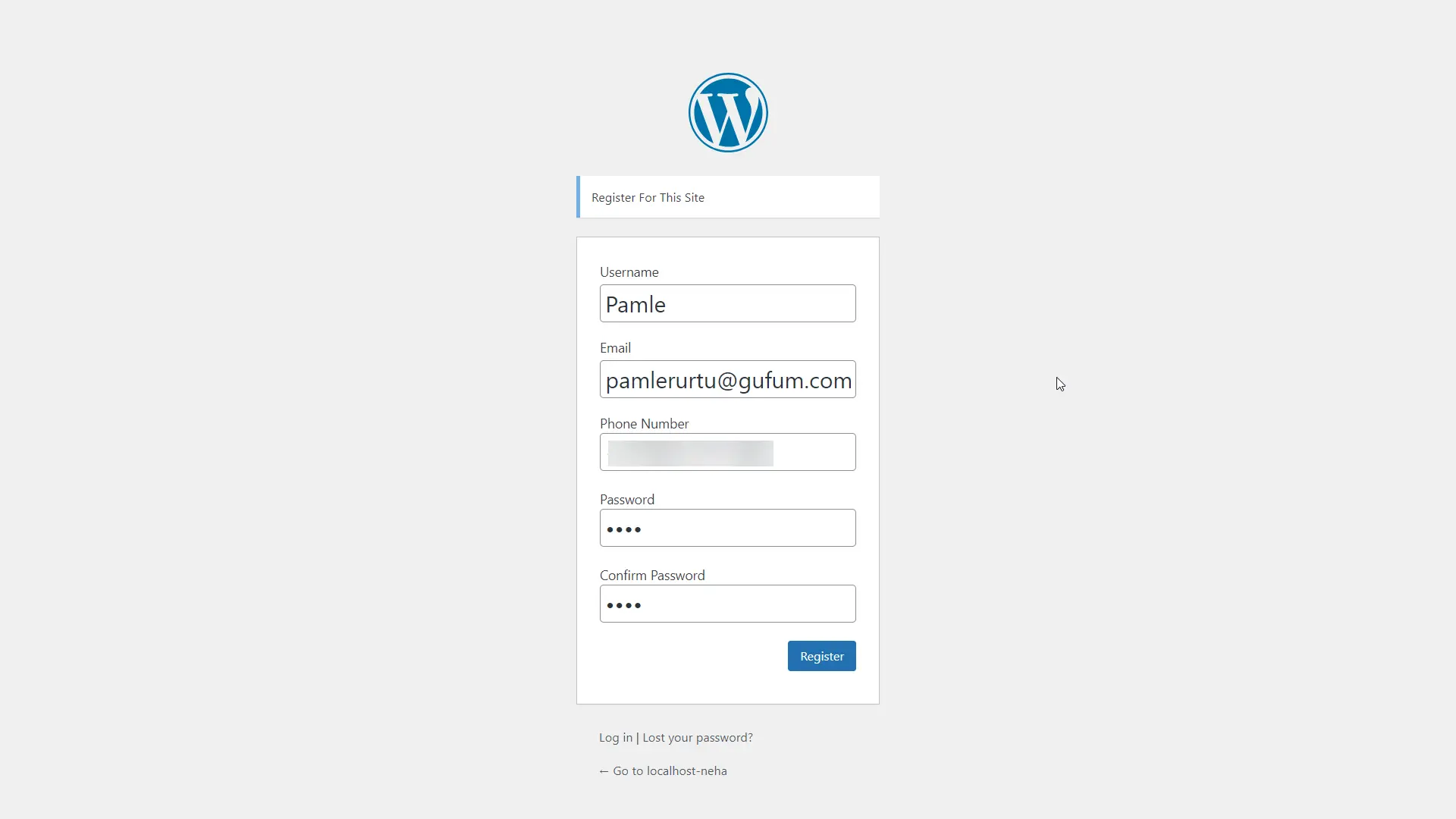wordPress default registration form - let the user choose