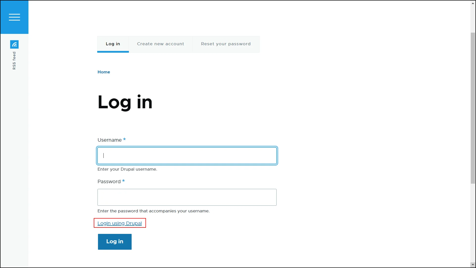 Test SSO Connection between the Drupal sites - Click on Login with Drupal