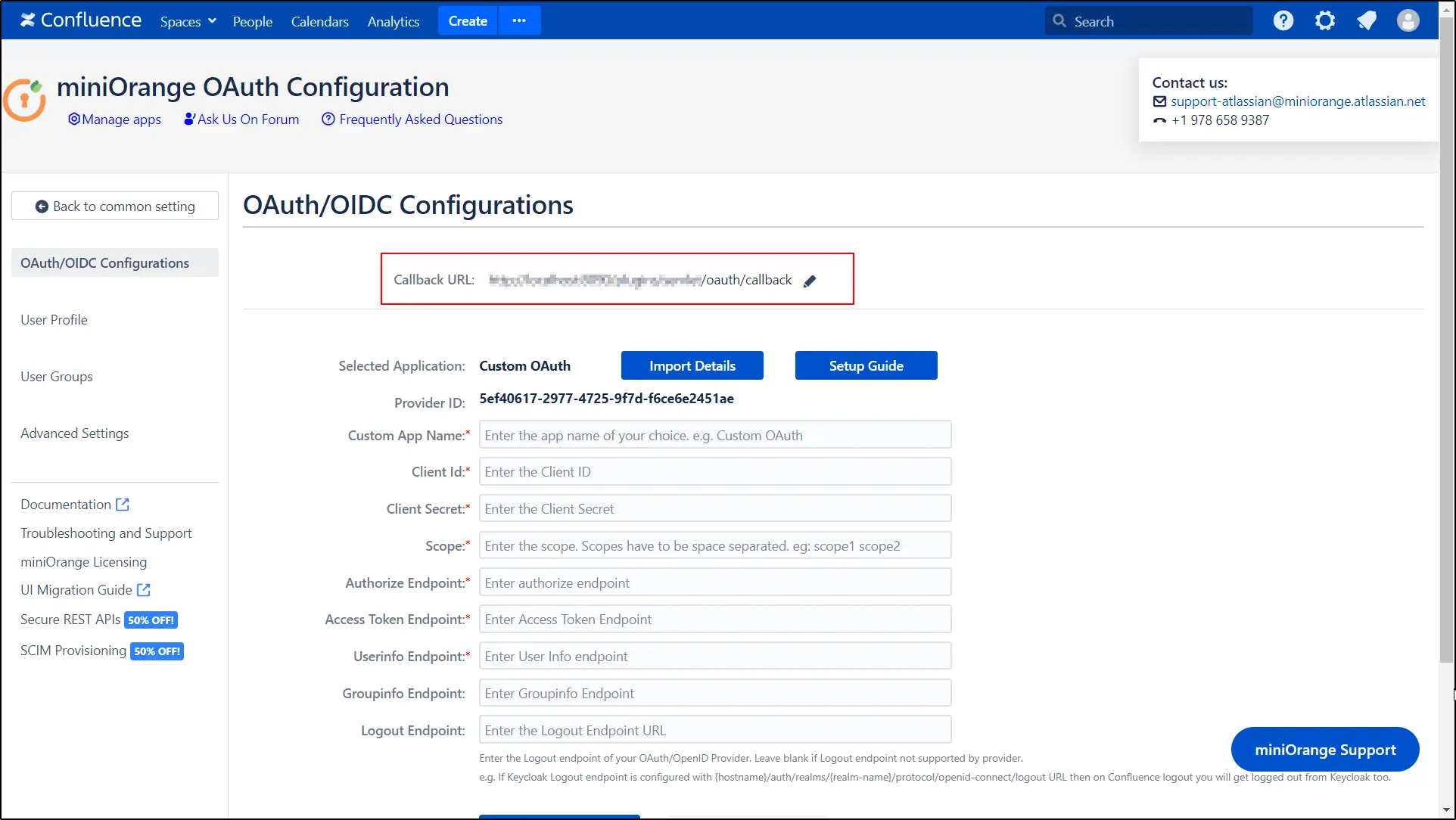 Fournisseur Drupal Confluence OAuth OIDC - Copier l'URL de redirection de rappel
