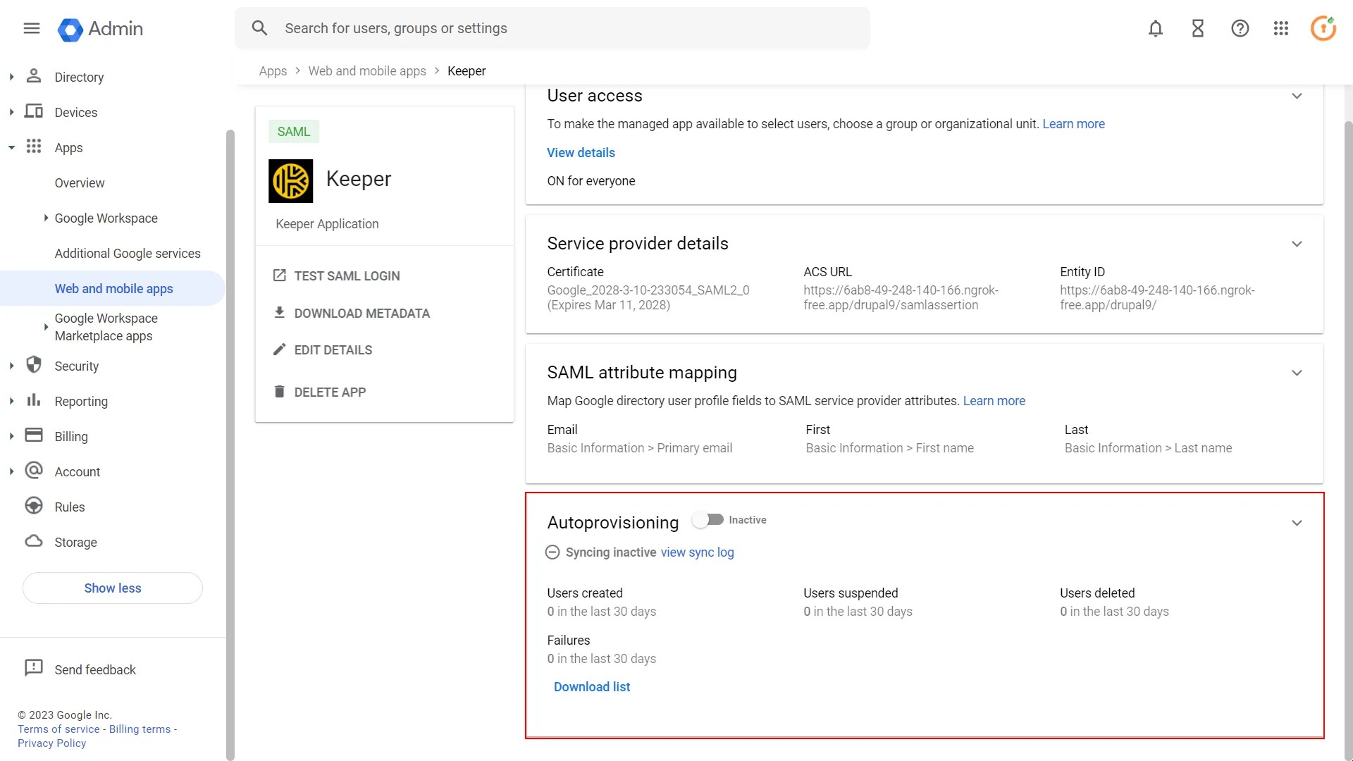 Section Google-Apps-SCIM-Client-Click-Autoprovisioning