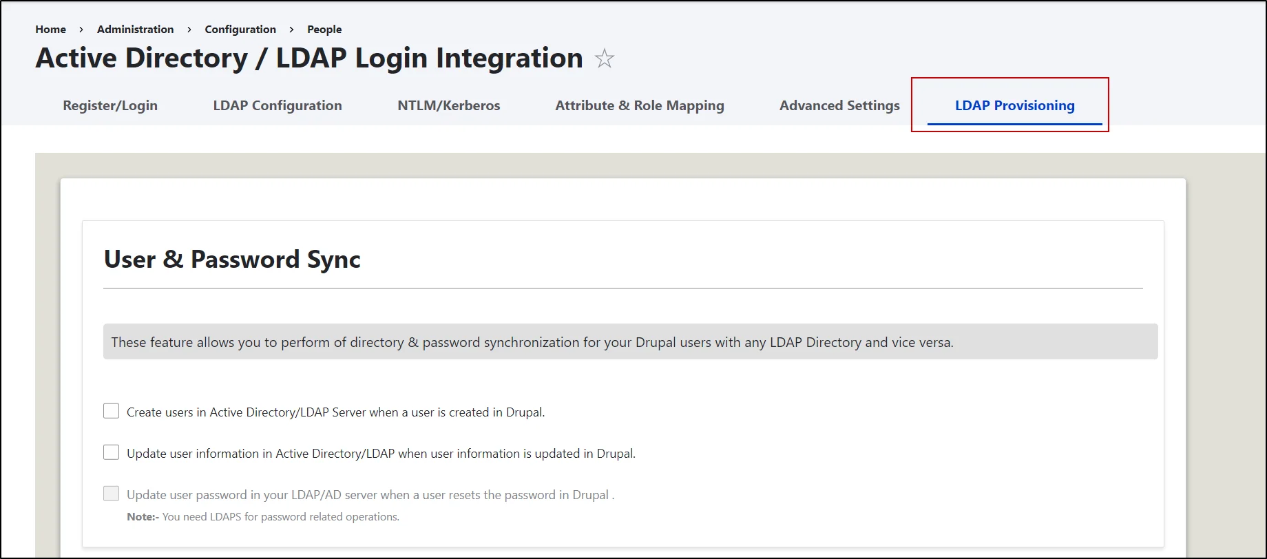 DImport users from LDAP to Drupal - Go to the LDAP Provisioning tab