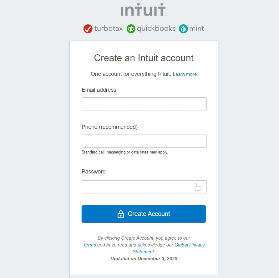 Intuit as OAuth Provider Single Sign-On - Enter the Intuit credentials to access the Intuit Deveploer Application