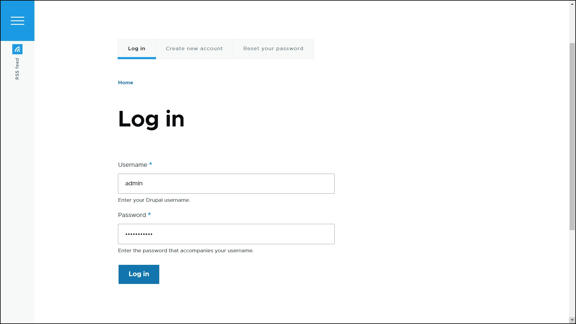 Sign in with your Drupal credentials and click on Log in