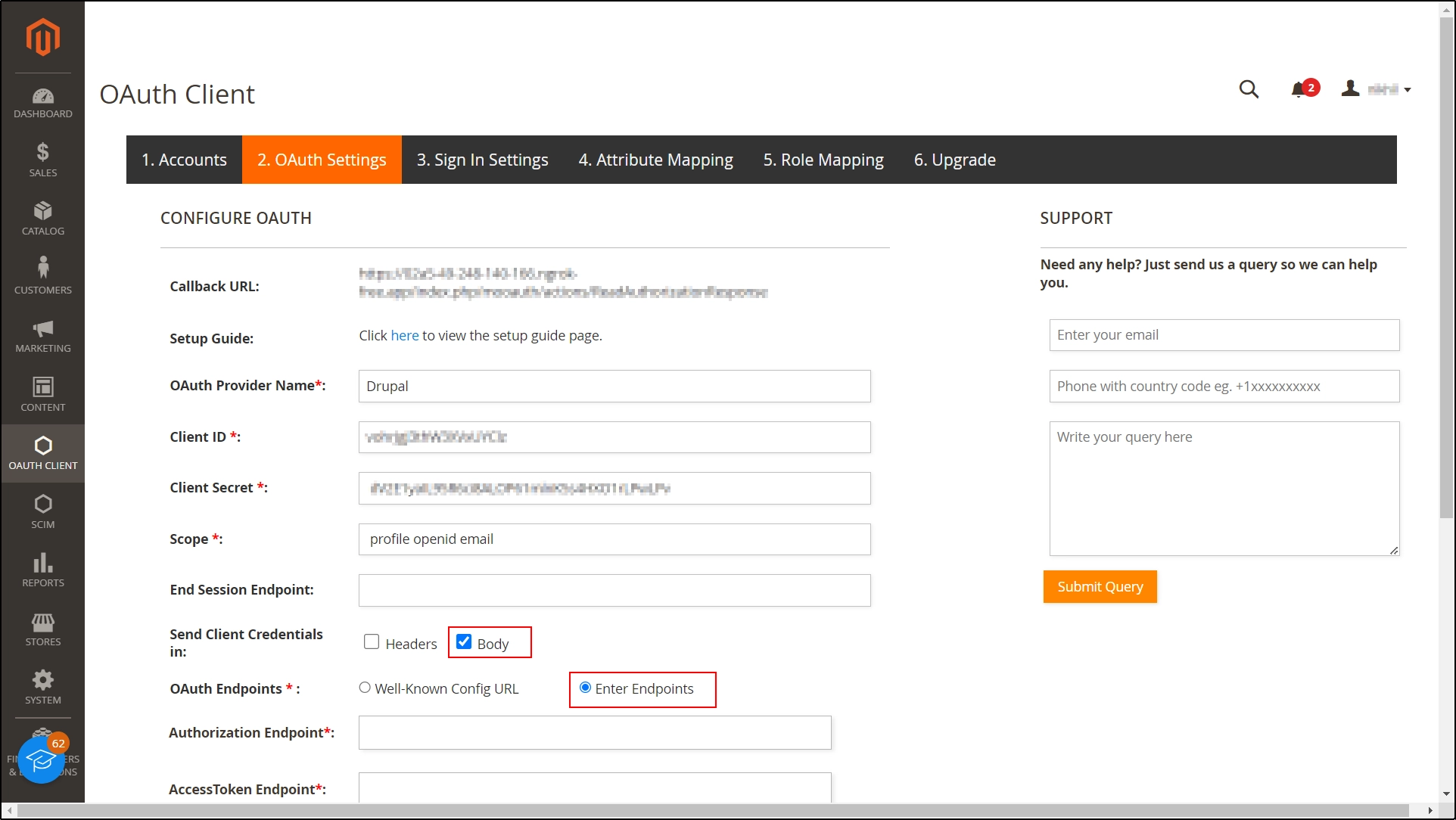 Drupal Magento OAuth/OIDC Provider - From OAuth Endpoints, choose the Enter Endpoints option