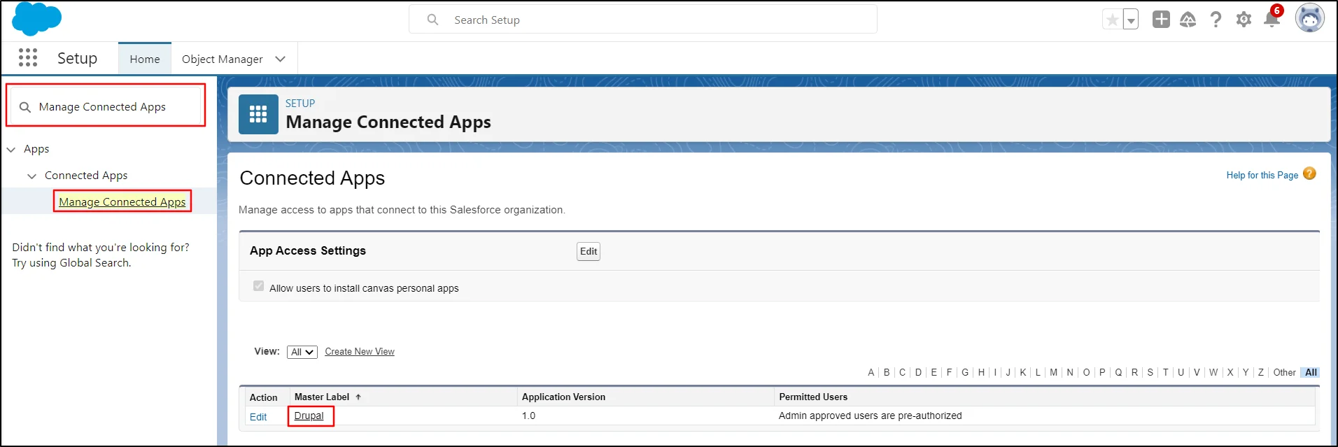Hantera-anslutna-appar-Salesforce-Single-Sign-On-Search-for-Manage-Connected-Apps